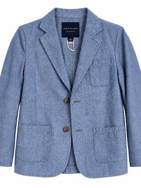 Janie and Jack Boys Blue Linen Cotton Blazer Jacket Size 10